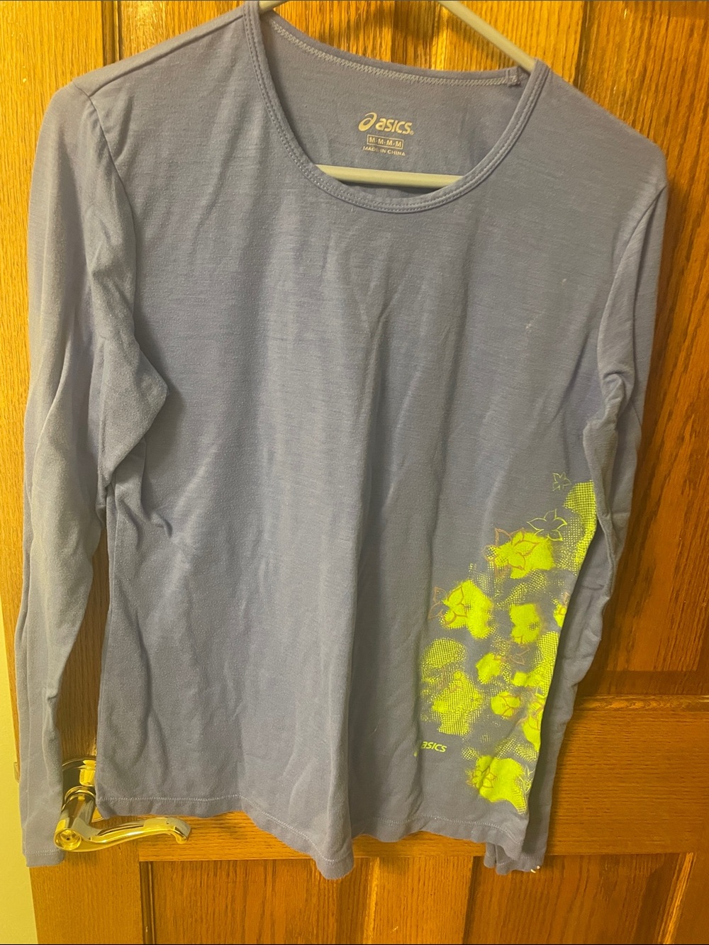 Asics Lavender Long Sleeve Tee with Neon Yellow Floral Accent